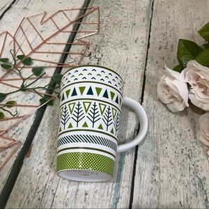 Davids tea perfect mug green trees holiday Nordic sweater cup ceramic triangle